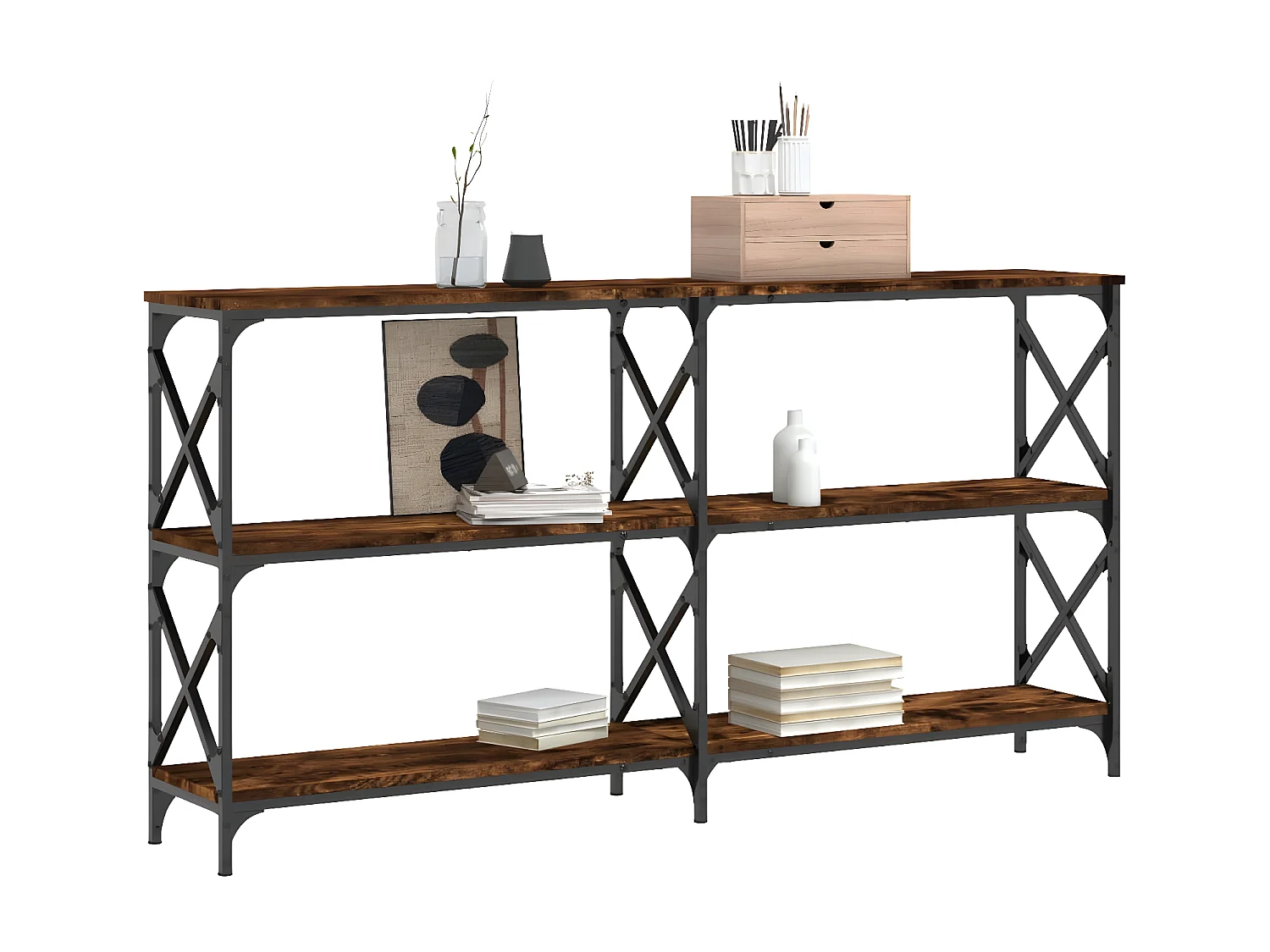 Konsolentisch,Flurtisch Räuchereiche 156x28x80,5 cm Holzwerkstoff -gkd882155