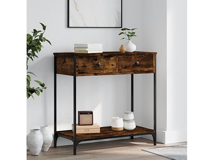 Gecheer Tavolino Consolle Rovere Fumo 100x22,5x75 Cm | Legno Multistrato E Telaio Metallo | Moderno Per Ingresso E Corridoio - 4