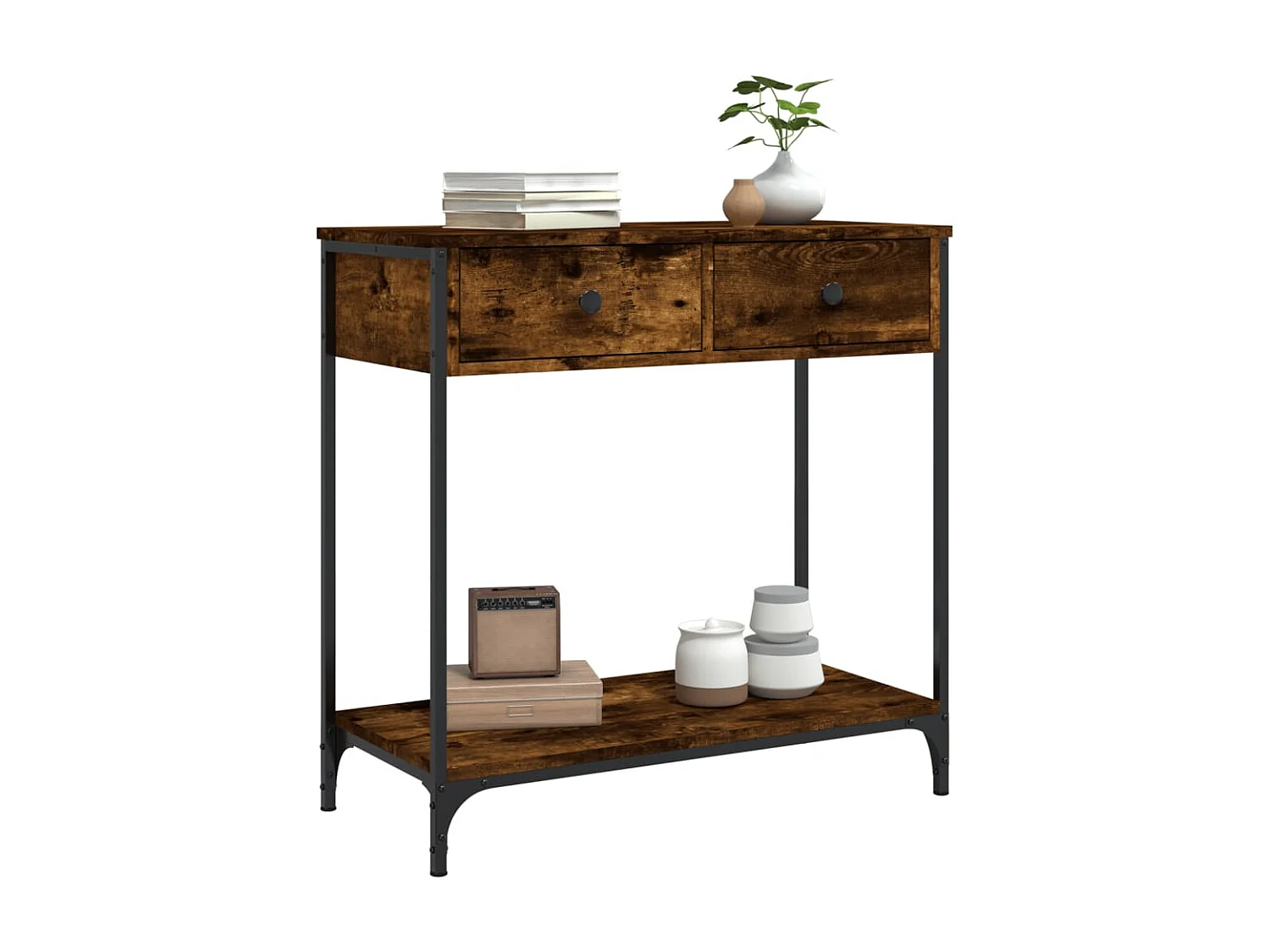 Console chêne fumé 75x34,5x75 cm bois d'ingénierie OFR21757 BonneVie Meuble