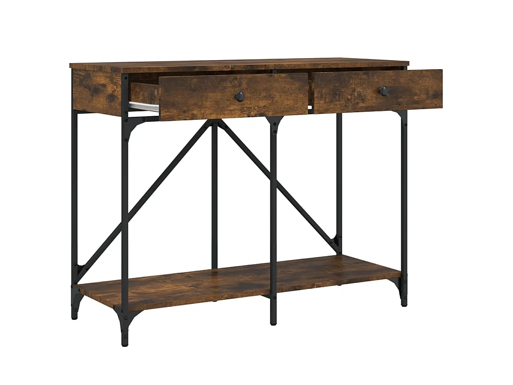 Console chêne fumé 100x39x78,5 cm bois d'ingénierie OFR53988 BonneVie Meuble