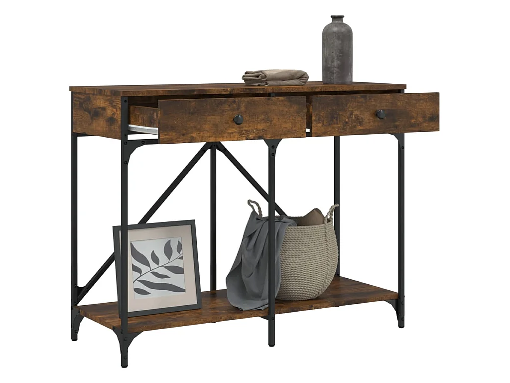 Mesa consola madera de ingeniería roble ahumado 100x39x78,5 cm ES650466