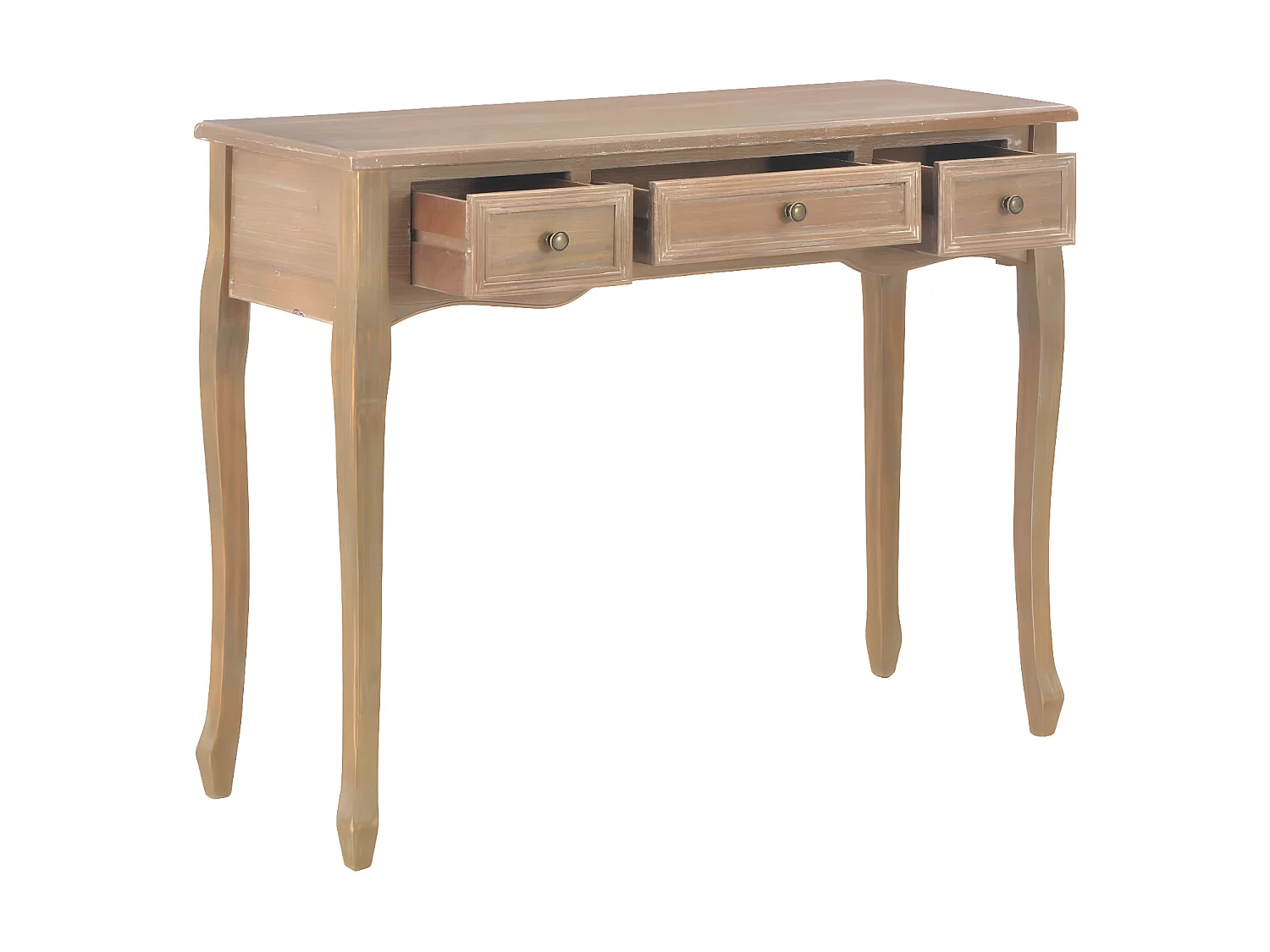 Mesa consola com 3 gavetas castanho PT334385