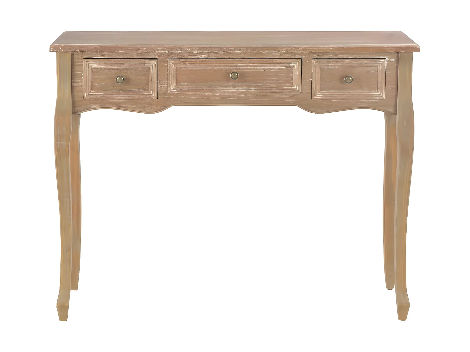 Mesa consola com 3 gavetas castanho PT334385