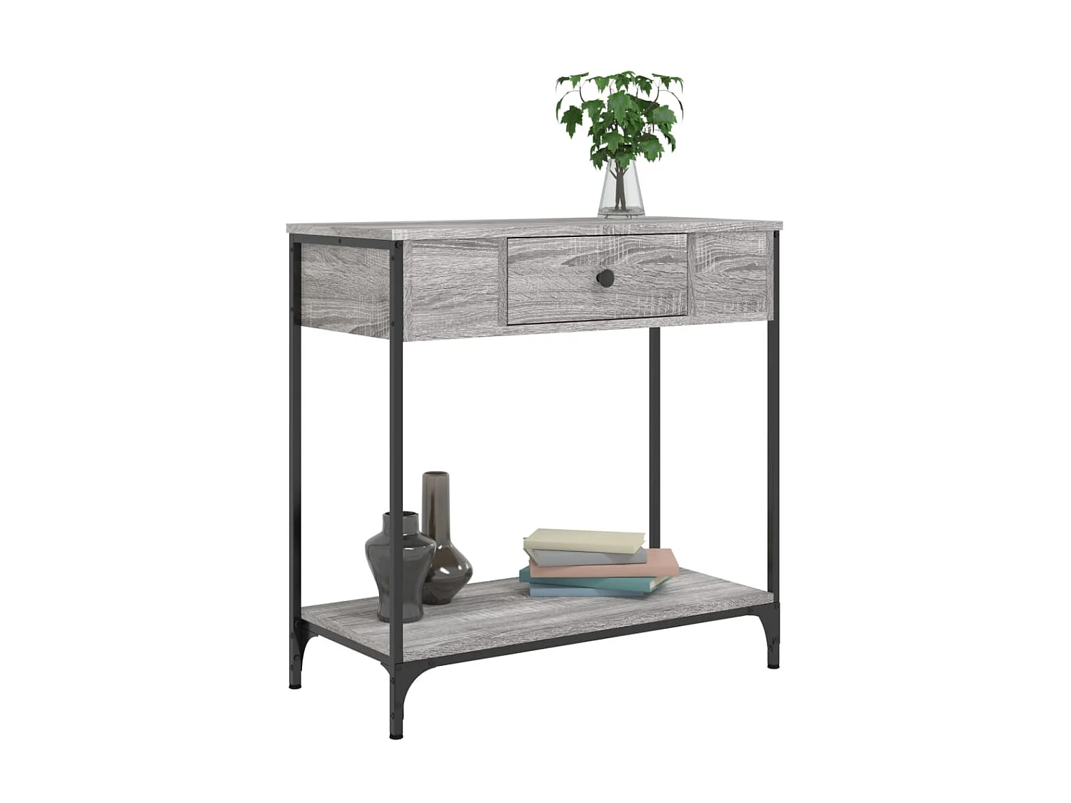 Console sonoma gris 75x34,5x75 cm bois d'ingénierie OFR37249 BonneVie Meuble