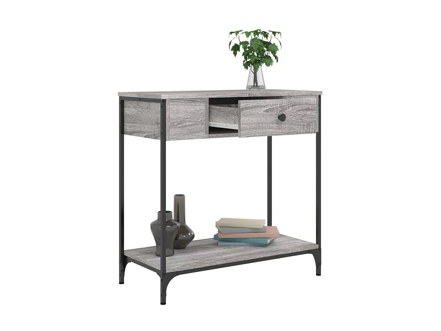 Console sonoma gris 75x34,5x75 cm bois d'ingénierie OFR37249 BonneVie Meuble