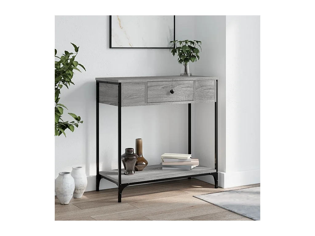 Console sonoma gris 75x34,5x75 cm bois d'ingénierie OFR37249 BonneVie Meuble