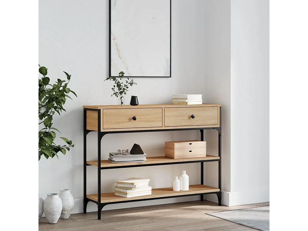 Mesa consola 100x25x75 cm derivados de madeira carvalho sonoma PT604393