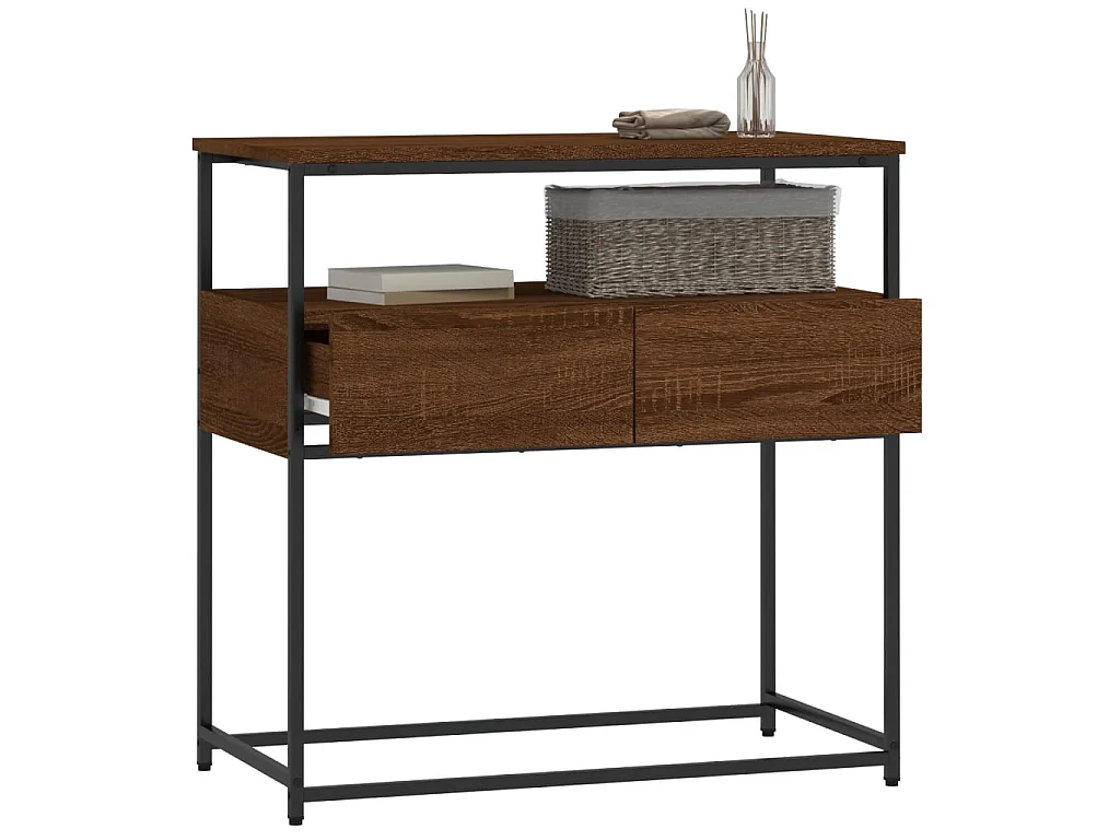 Console chêne marron 75x40x75 cm bois d'ingénierie OFR76952 BonneVie Meuble