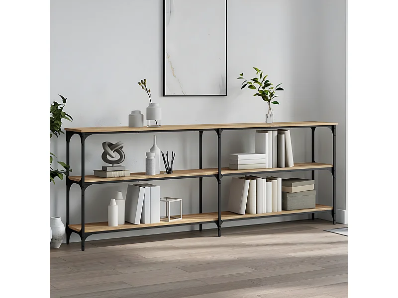 Console chêne sonoma 200x29x75 cm bois d'ingénierie OFR27412 BonneVie Meuble