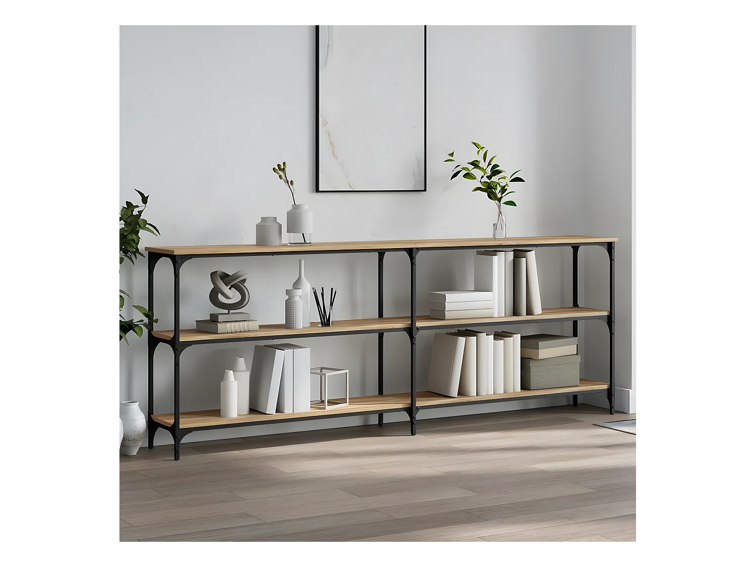 Console chêne sonoma 200x29x75 cm bois d'ingénierie OFR27412 BonneVie Meuble