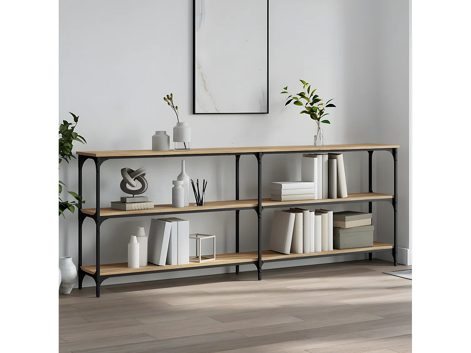 Console chêne sonoma 200x29x75 cm bois d'ingénierie OFR27412 BonneVie Meuble