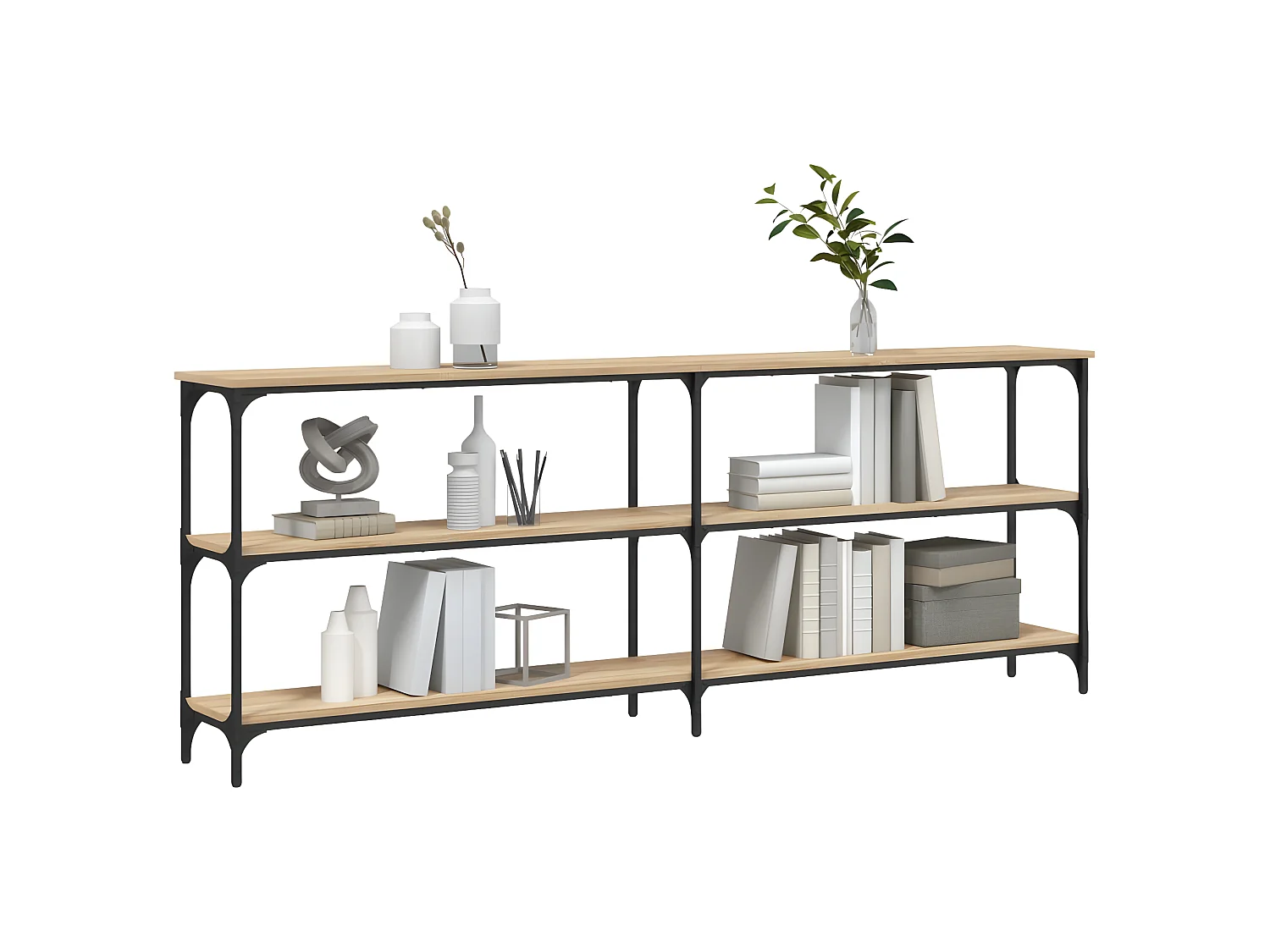 Console chêne sonoma 200x29x75 cm bois d'ingénierie OFR27412 BonneVie Meuble