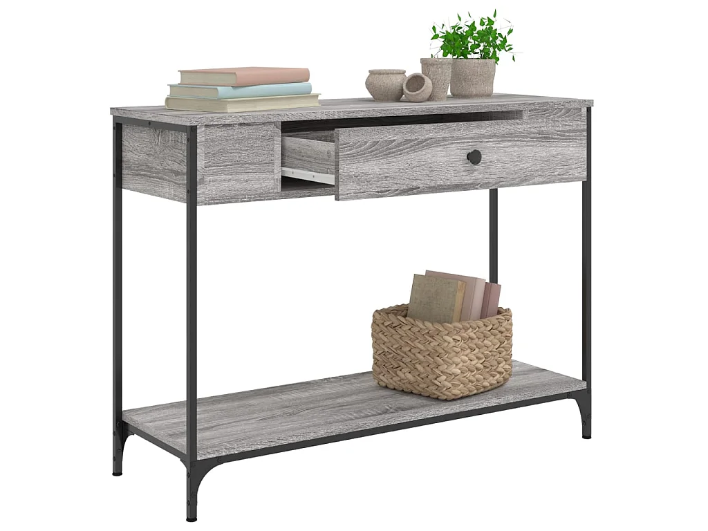 Console sonoma gris 100x34,5x75 cm bois d'ingénierie OFR66908 BonneVie Meuble