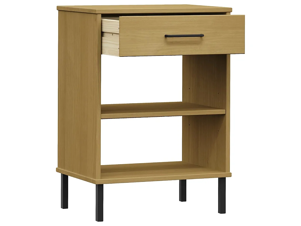 Armoire console avec pieds en métal Marron Bois pin massif OSLO OFR22611 BonneVie Meuble