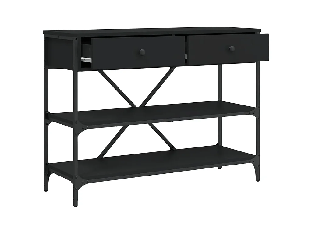 Console avec tiroirs et étagères noir bois d'ingénierie OFR70269 BonneVie Meuble
