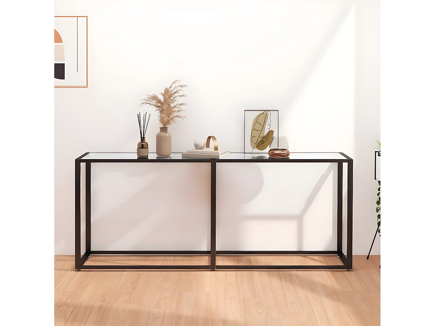 Mesa consola transparente 180x35x75,5 cm vidro temperado PT921788