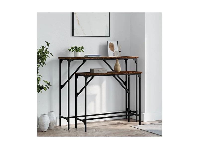 2er-set-Konsolentisch,Flurtische Braun Eichen-Optik Holzwerkstoff -gkd495124