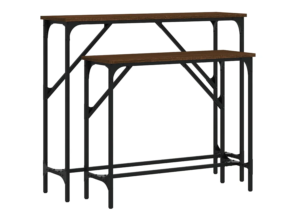 Mesas consolas 2 unidades madera de ingeniería marrón roble ES963848