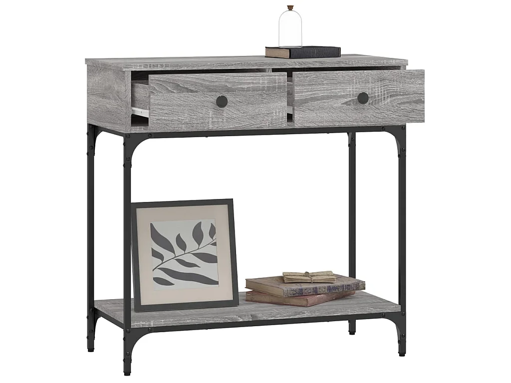 Console sonoma gris 75x34,5x75 cm bois d'ingénierie OFR82241 BonneVie Meuble