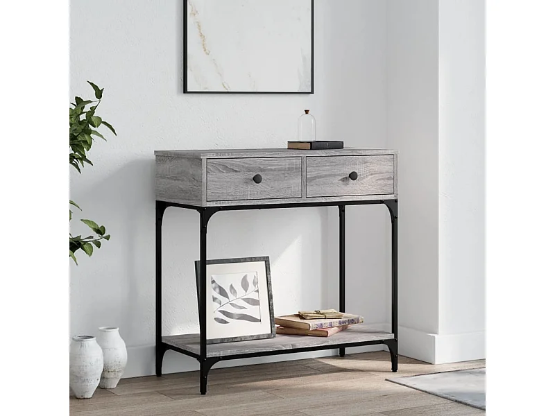 Console sonoma gris 75x34,5x75 cm bois d'ingénierie OFR82241 BonneVie Meuble