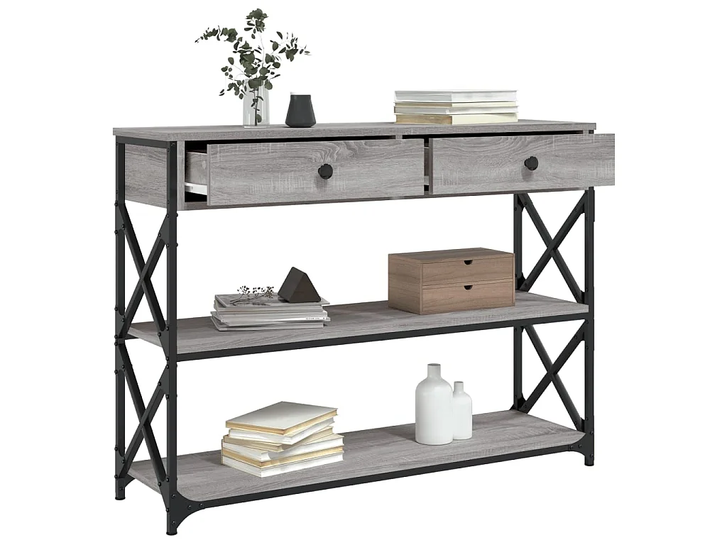 Console sonoma gris 100x28x75 cm bois d'ingénierie OFR93313 BonneVie Meuble