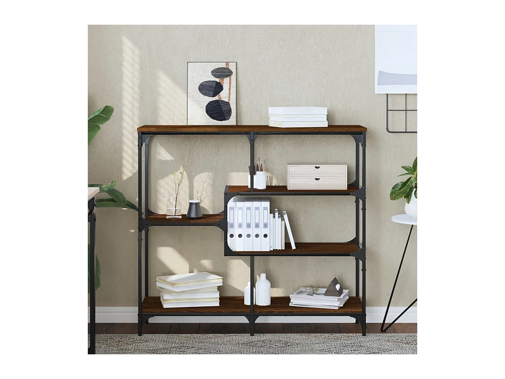Console chêne marron 103x32x95 cm bois d'ingénierie OFR72337 BonneVie Meuble