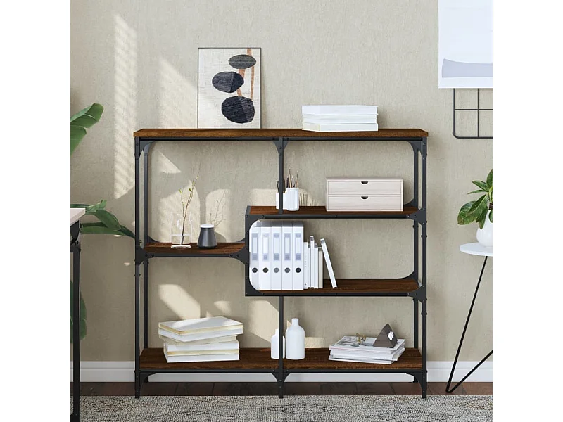 Console chêne marron 103x32x95 cm bois d'ingénierie OFR72337 BonneVie Meuble