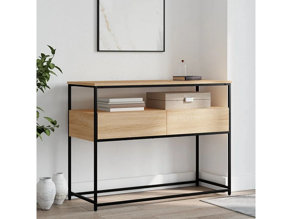 Mesa consola madera de ingeniería roble Sonoma 100x40x75 cm ES155316