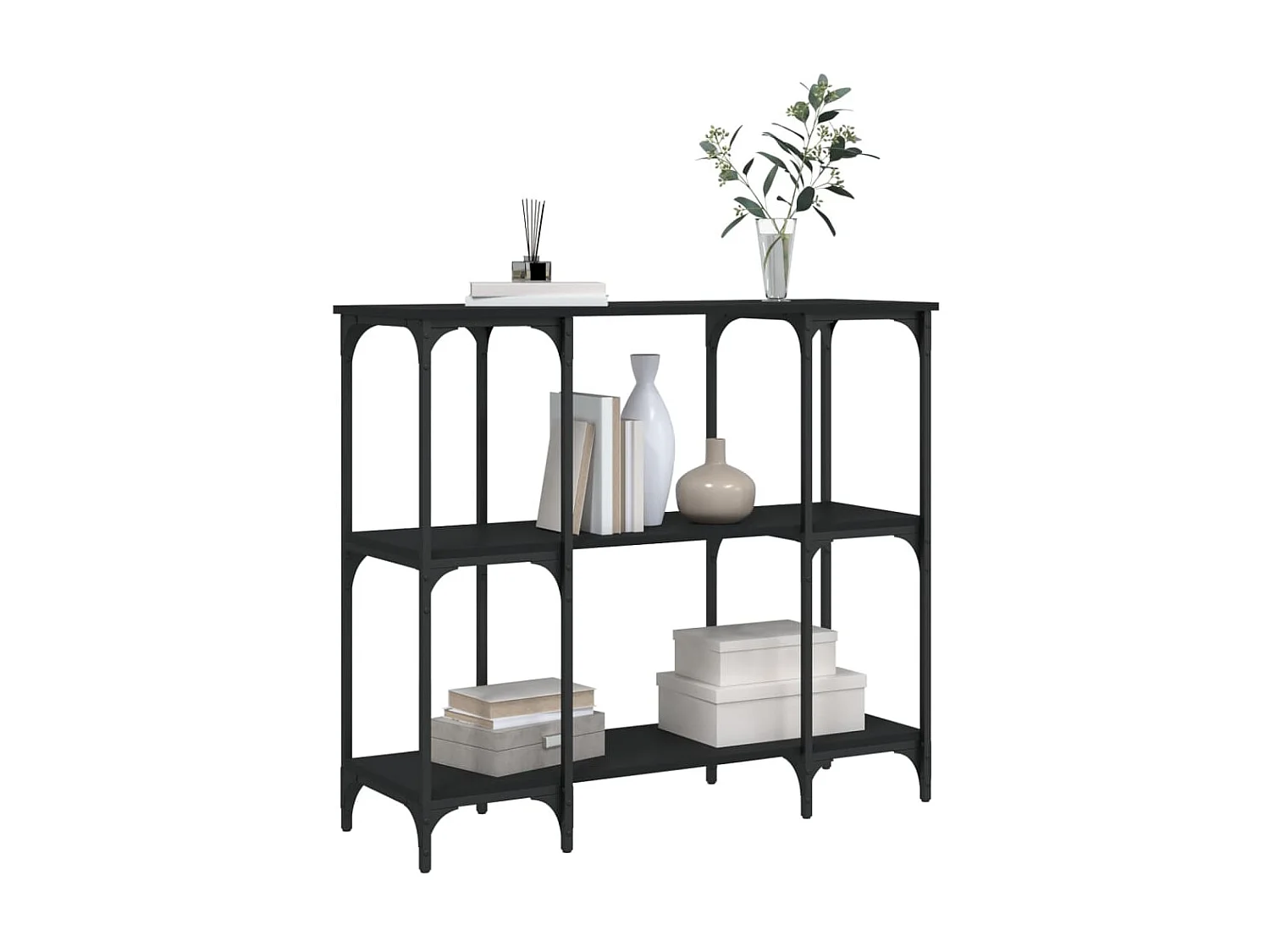 Console noir 102x35x90 cm bois d'ingénierie OFR54633 BonneVie Meuble