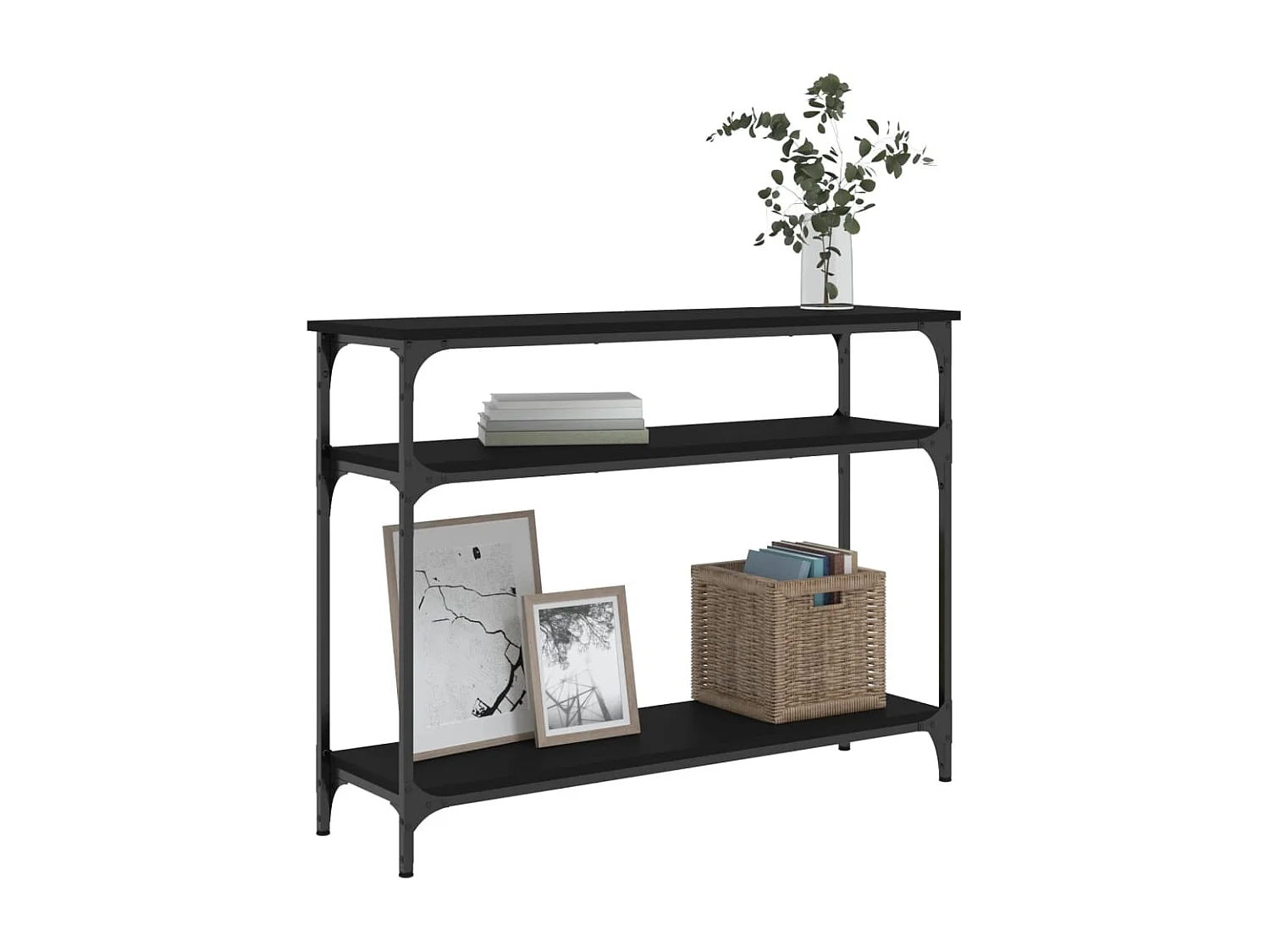 Wandtafel 100x29x75 cm bewerkt hout zwart NL358560