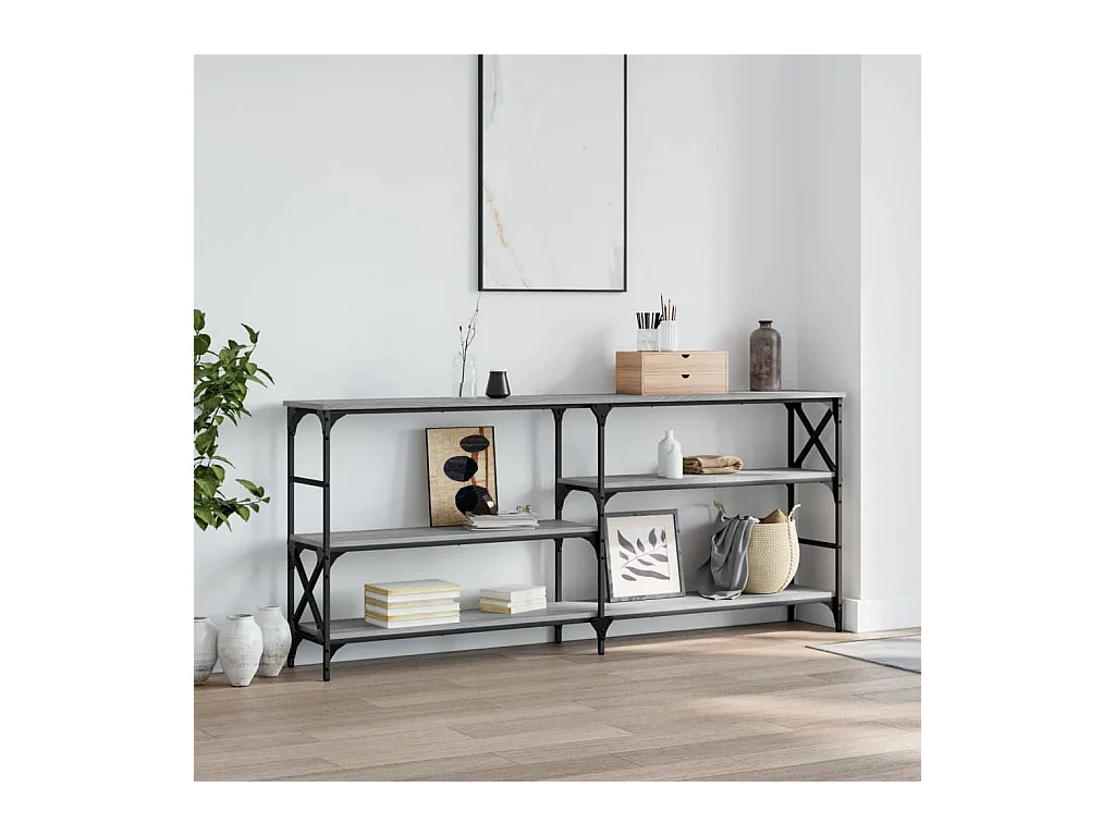 Console sonoma gris 180x29x76,5 cm bois d'ingénierie OFR46521 BonneVie Meuble