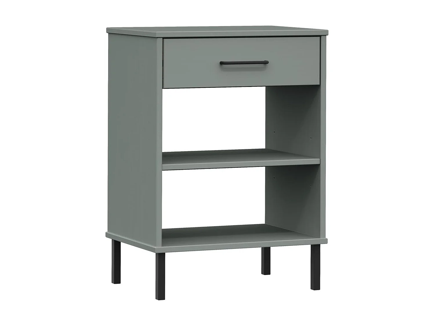 Armoire console avec pieds en métal Gris Bois pin massif OSLO OFR52994 BonneVie Meuble