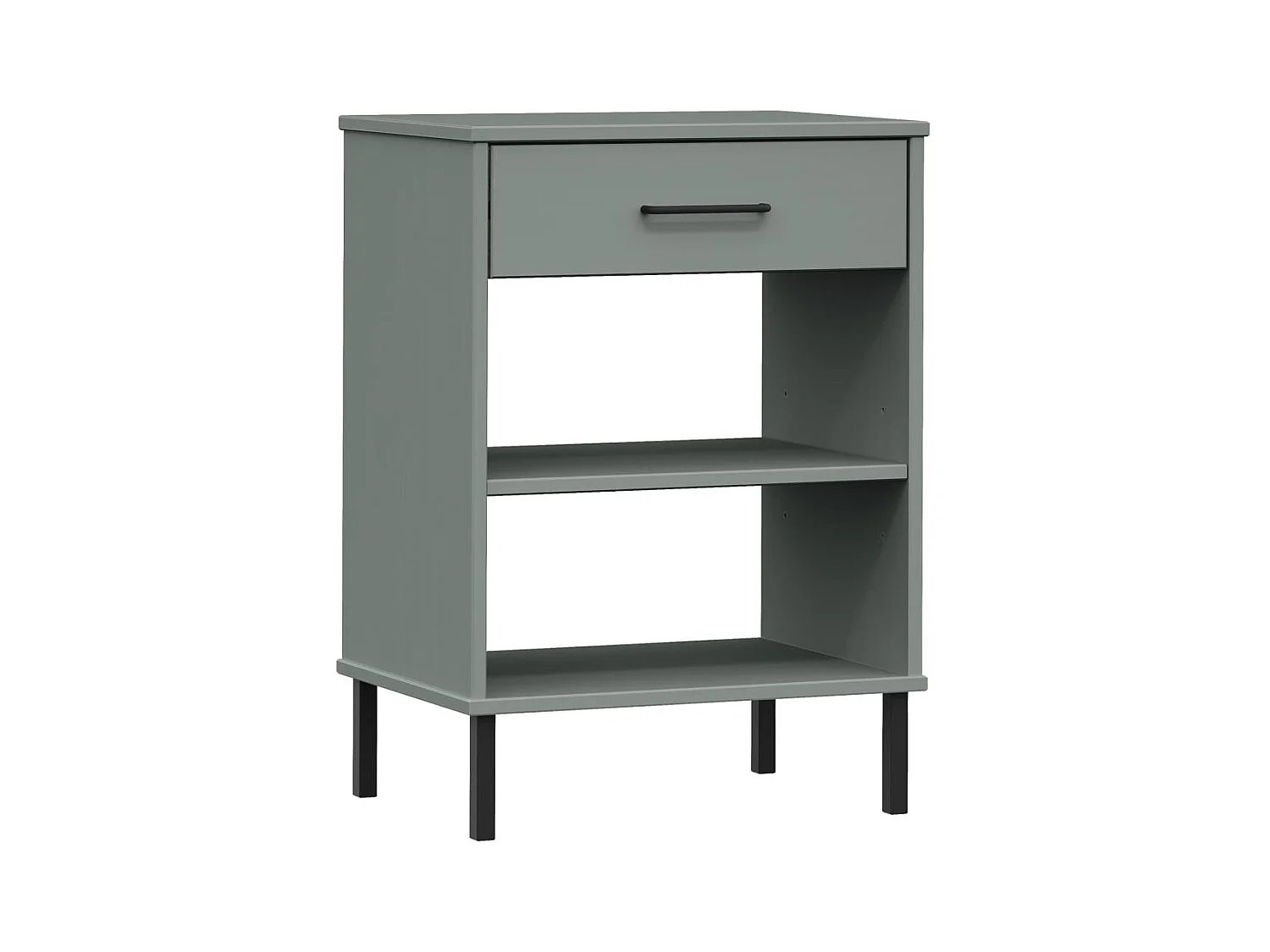 Armoire console avec pieds en métal Gris Bois pin massif OSLO OFR52994 BonneVie Meuble