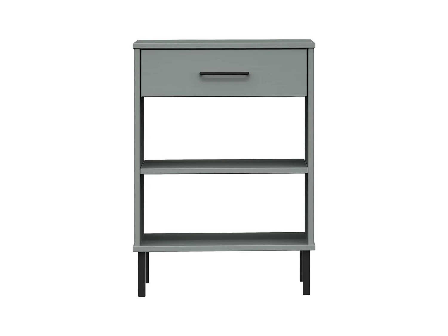 Armoire console avec pieds en métal Gris Bois pin massif OSLO OFR52994 BonneVie Meuble
