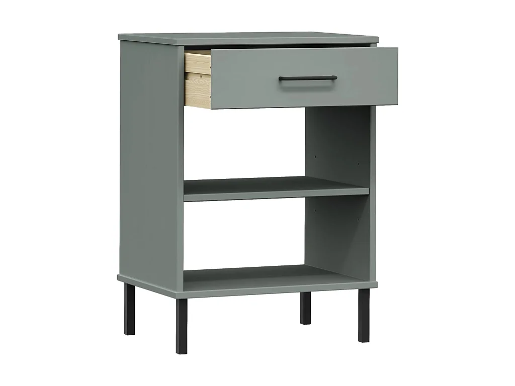 Armoire console avec pieds en métal Gris Bois pin massif OSLO OFR52994 BonneVie Meuble