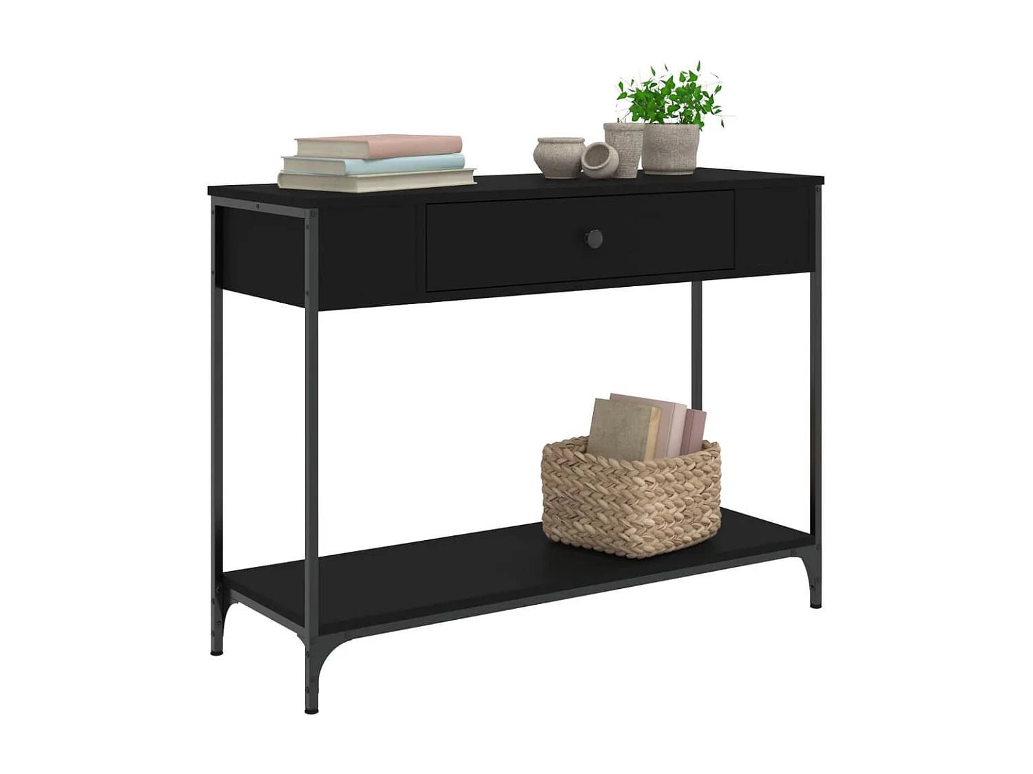 Mesa consola madera de ingeniería negra 100x34,5x75 cm ES191116