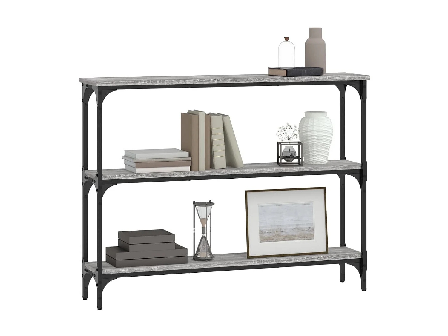 Console sonoma gris 100x22,5x75 cm bois d'ingénierie OFR61639 BonneVie Meuble