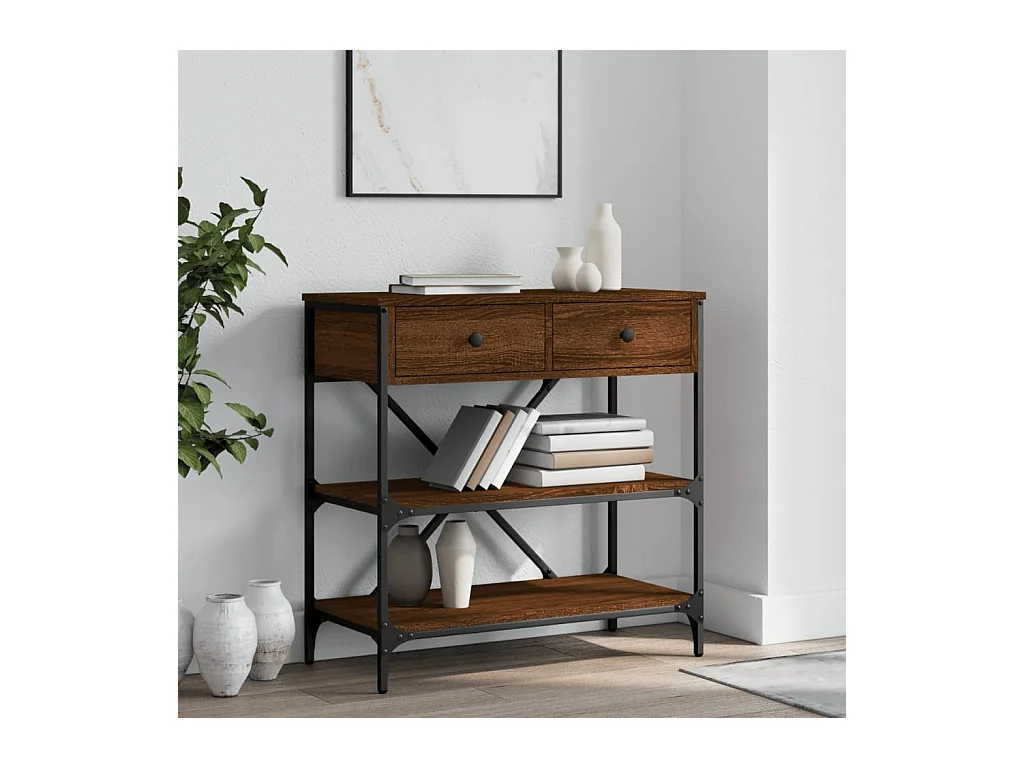 Console chêne marron 75x34,5x75 cm bois d'ingénierie OFR80544 BonneVie Meuble