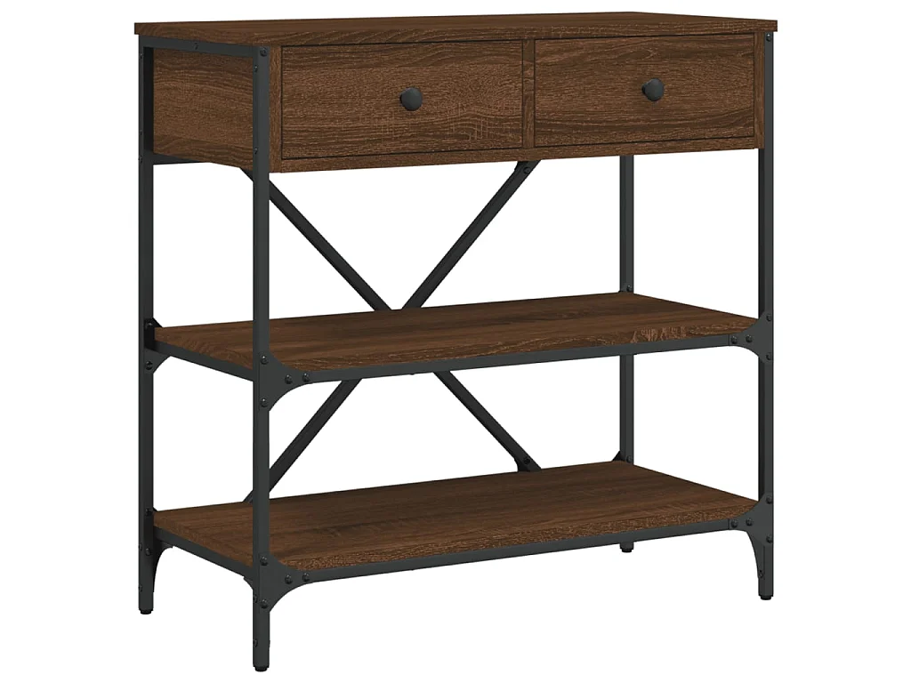 Console chêne marron 75x34,5x75 cm bois d'ingénierie OFR80544 BonneVie Meuble