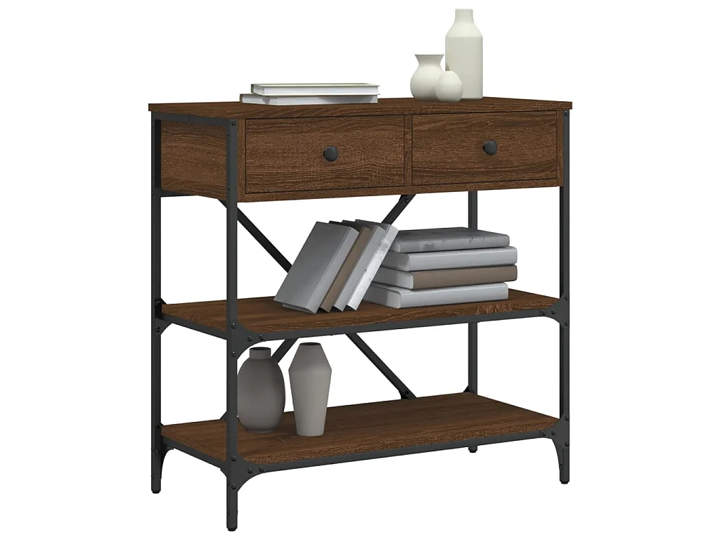 Console chêne marron 75x34,5x75 cm bois d'ingénierie OFR80544 BonneVie Meuble