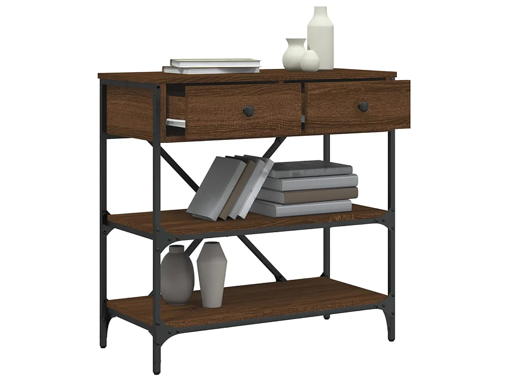 Console chêne marron 75x34,5x75 cm bois d'ingénierie OFR80544 BonneVie Meuble