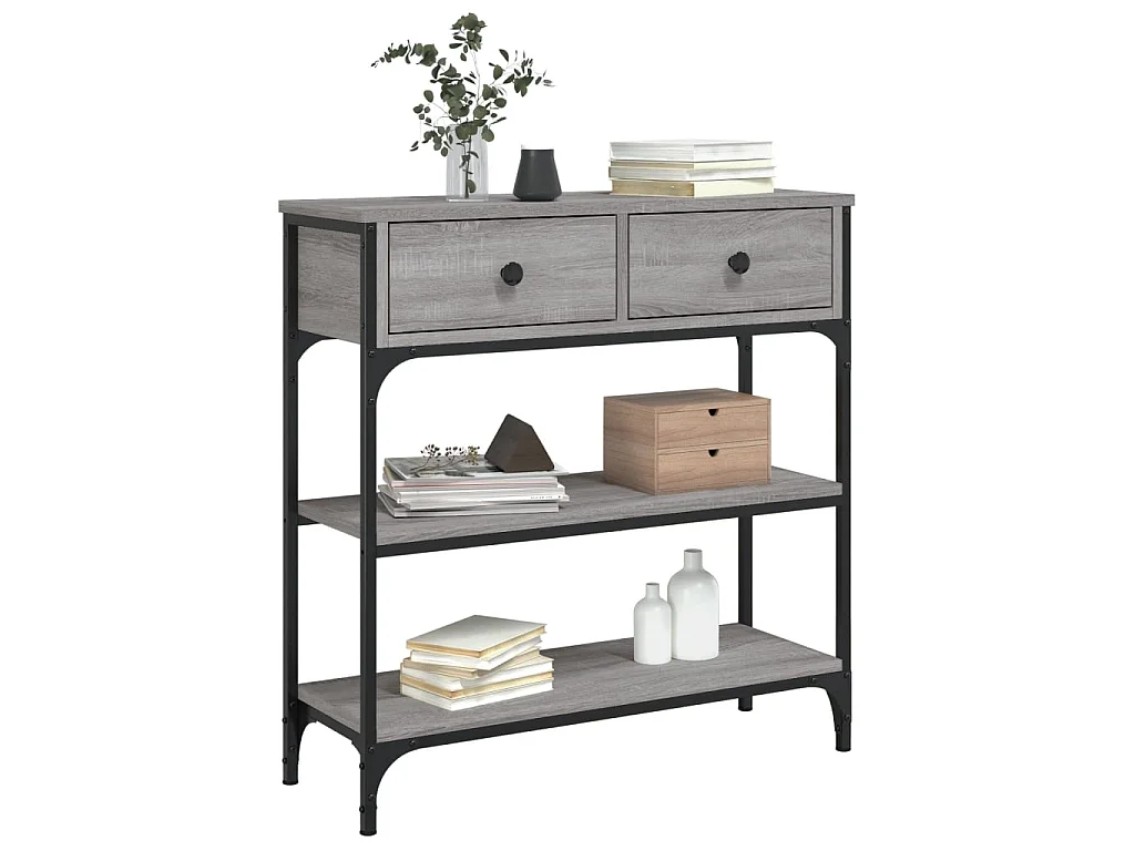 Console sonoma gris 72,5x25x75 cm bois d'ingénierie OFR68621 BonneVie Meuble