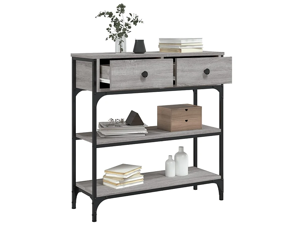 Console sonoma gris 72,5x25x75 cm bois d'ingénierie OFR68621 BonneVie Meuble