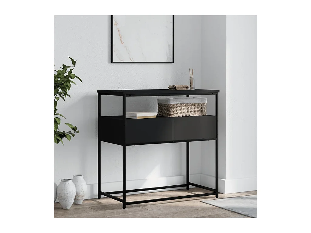 Table console, Table d'entrée pour salon, Bout de canapé, Table d'appoint noir 75x40x75 cm bois d'ingénierie OLQ9492 BonneVie Meuble