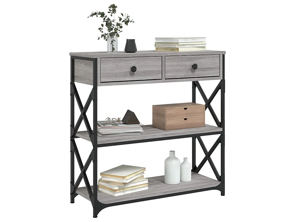 Console sonoma gris 75x28x75 cm bois d'ingénierie OFR76675 BonneVie Meuble