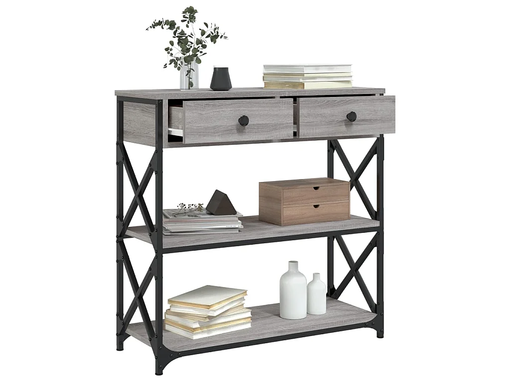 Console sonoma gris 75x28x75 cm bois d'ingénierie OFR76675 BonneVie Meuble