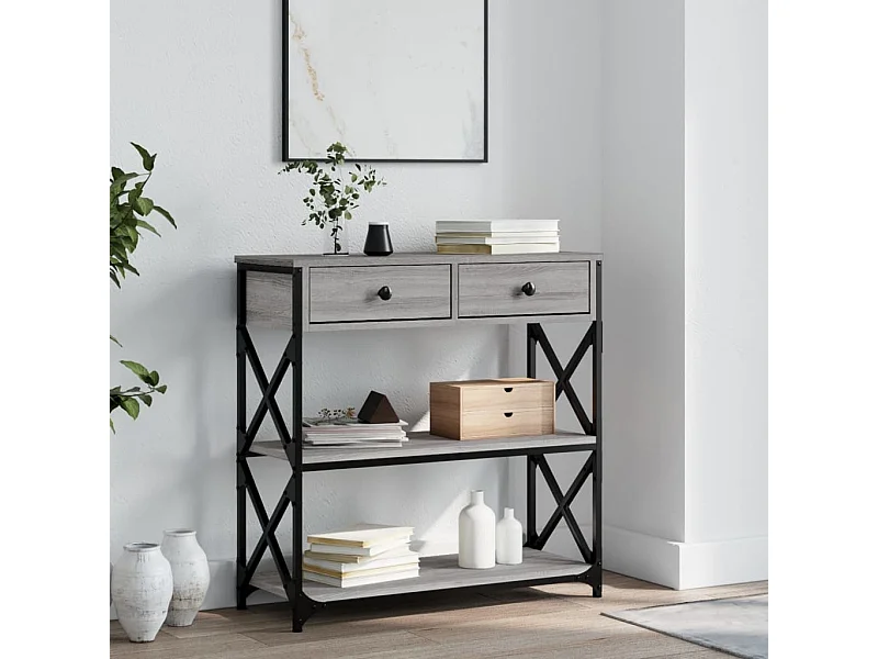 Console sonoma gris 75x28x75 cm bois d'ingénierie OFR76675 BonneVie Meuble