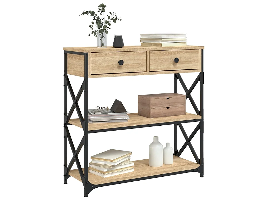 Mesa consola madera de ingeniería roble Sonoma 75x28x75 cm ES662872
