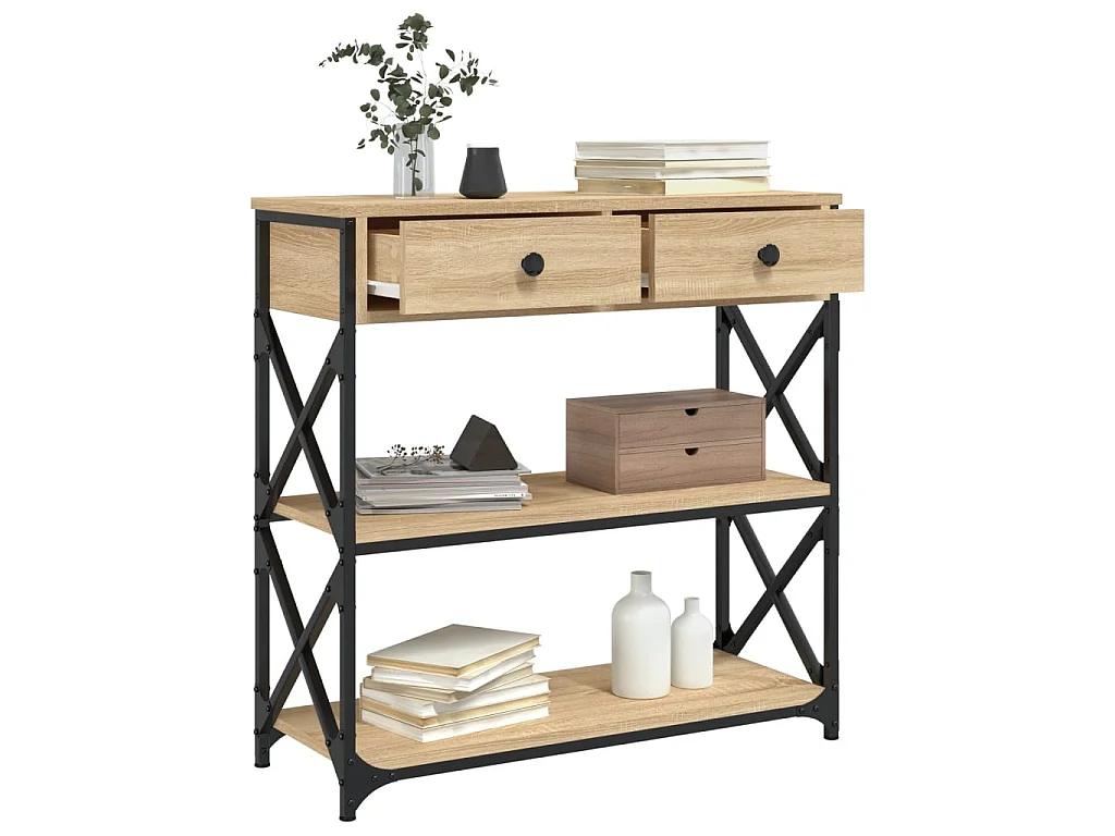 Mesa consola madera de ingeniería roble Sonoma 75x28x75 cm ES662872