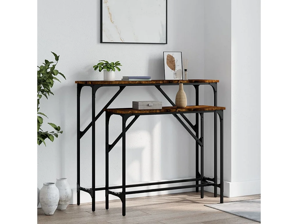 Tables console 2 pcs chêne fumé bois d'ingénierie OFR90080 BonneVie Meuble
